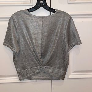Zara Silver Knotted Crop Top